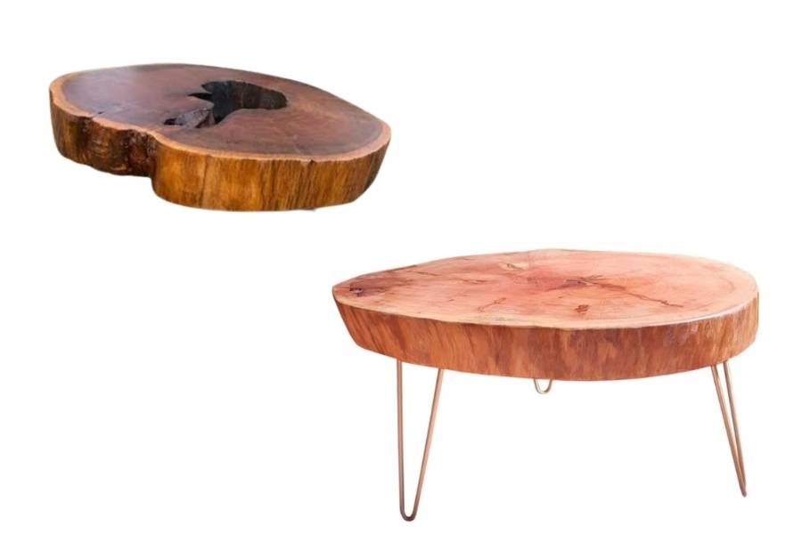 Dois tipos de mesa de centro rústicas.