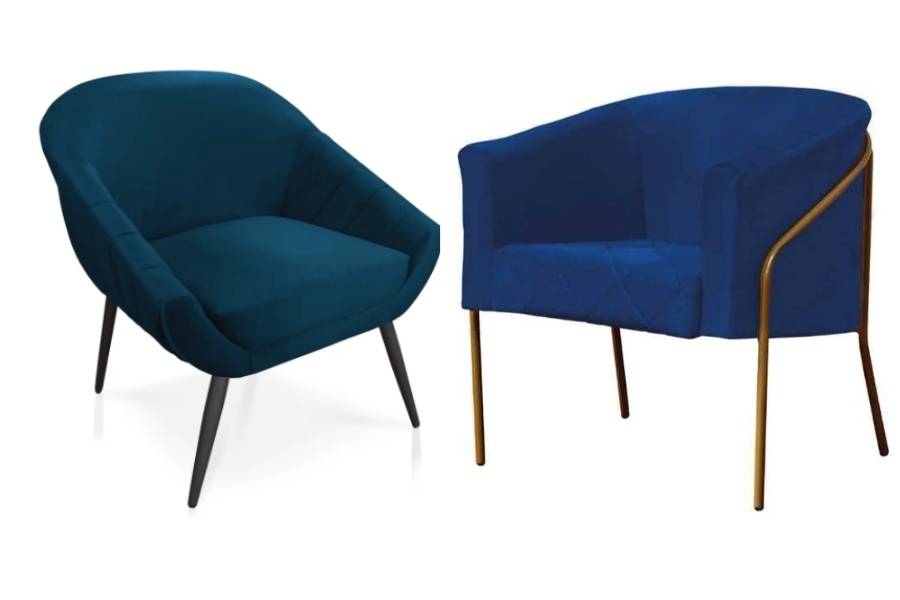 Poltrona de veludo azul.