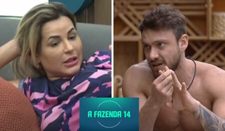 Montagem com fotos de Deolane Bezerra e Vini Buttel em A Fazenda 2022