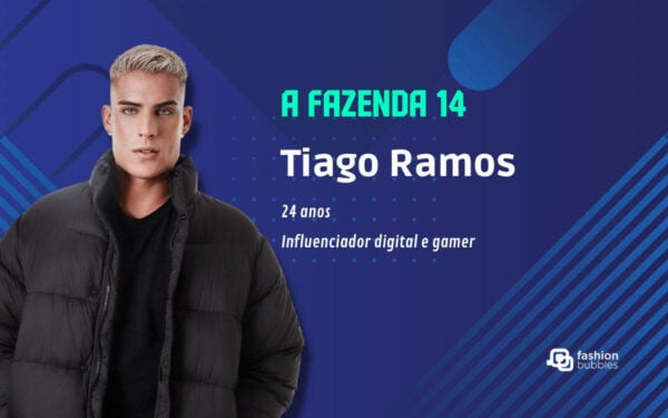 Tiago Ramos's photo and his personal data such as age and profession are written on a blue background.