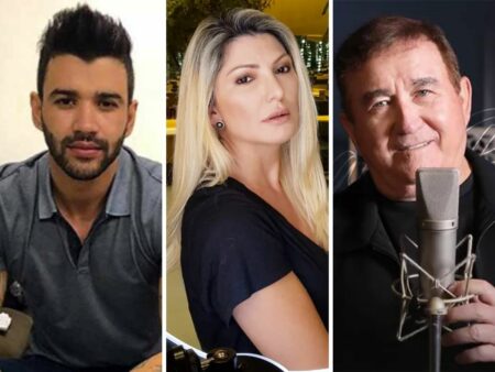 Montagem com famosos que apoiam Bolsonaro: Gusttavo Lima, Antonia Fontenelle e Amado Batista