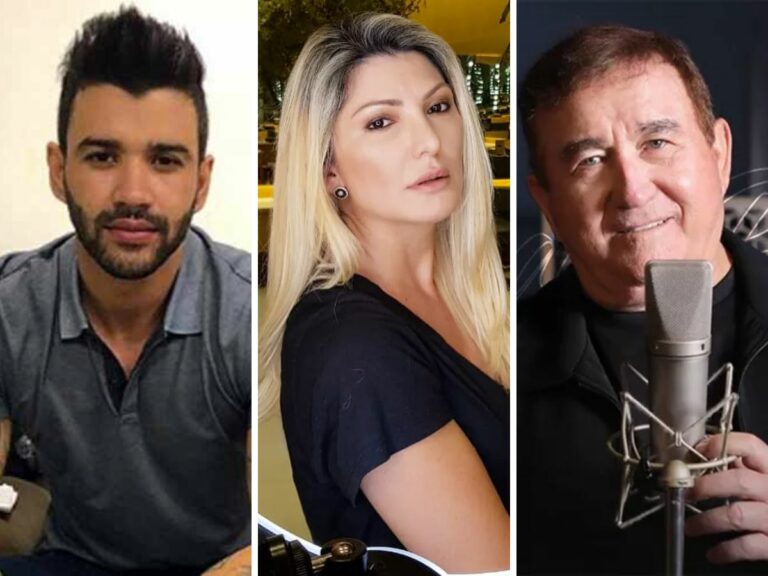 Montagem com famosos que apoiam Bolsonaro: Gusttavo Lima, Antonia Fontenelle e Amado Batista