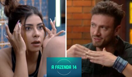 Montagem com fotos de Ingrid Ohara e Vini Buttel em A Fazenda 2022