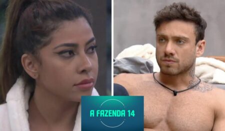 Montagem com fotos de Ingrid Ohara e Vini Buttel em A Fazenda 2022