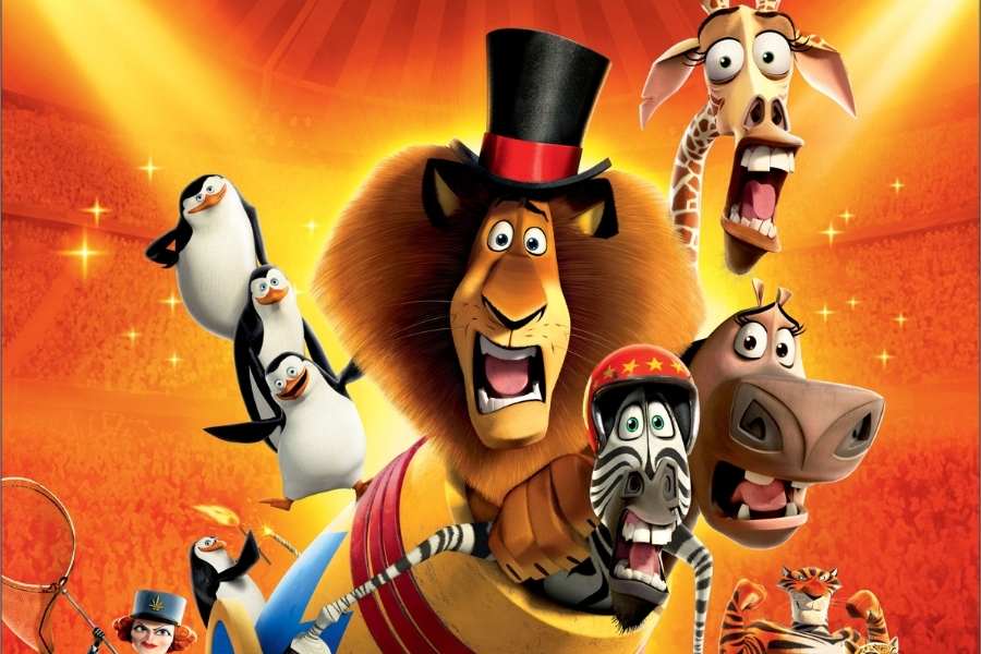 Foto dos personagens animais do filme "Madagascar 3".