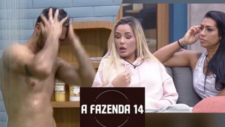 Shay no banho e Moranguinho e Deolane no sofá