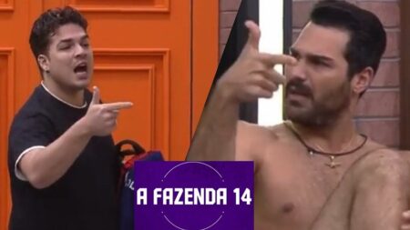 Lucas e Shay no quarto de A Fazenda.