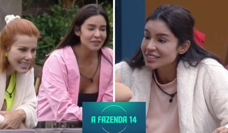 Montagem com fotos de Deborah Albuquerque e Kerline Cardoso em A Fazenda 2022