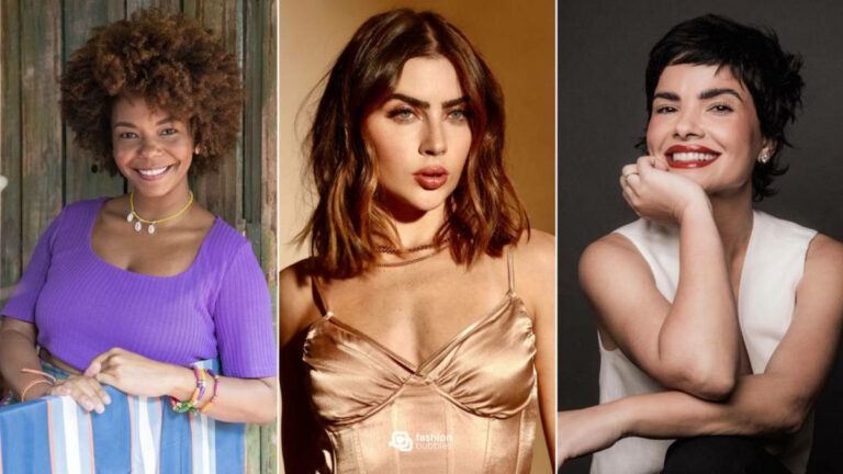 Três fotos de atrizes de travessia: Camila Rocha, Jade Picon e Vanessa Giácomo, todas com cabelo curto
