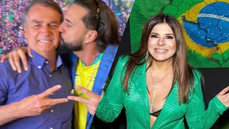 Latino com Bolsonaro e Mara Maravilha.