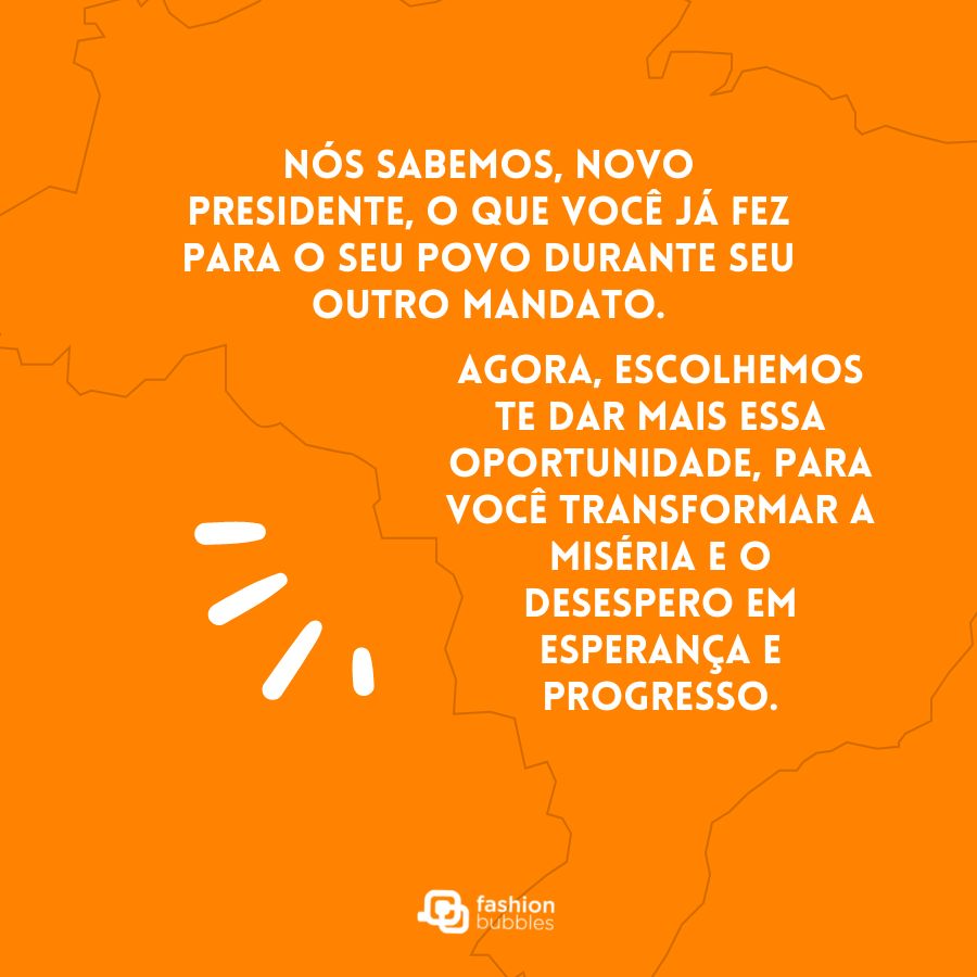 Frase escrita em desenho do mapa do Brasil - fundo laranja.