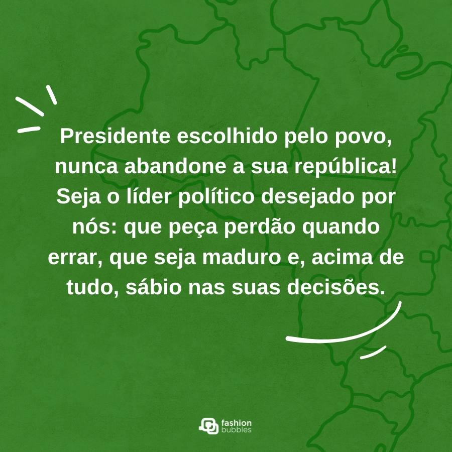 Frase escrita em desenho do mapa do Brasil - fundo verde escuro.