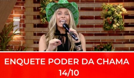 Montagem com foto de Adriane Galisteu e a frase "Enquete Poder da Chama 14/10"