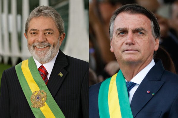 montagem com lula e Bolsonaro, os dois candidatos ao cargo de presidente do segundo turno das eleições