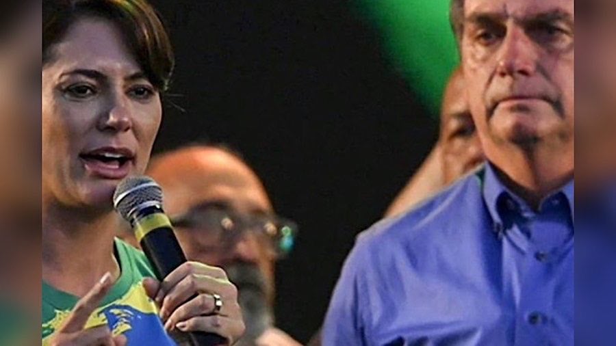 Michelle na campanha de Bolsonaro.