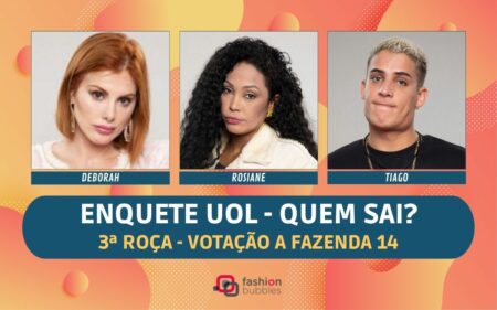 Montagem com Deborah, Rosiane e Tiago para ilustrar a matéria de quem sai da Fazenda 2022