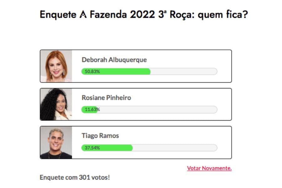 Votação da roça em 'A fazenda 2022' coloca Deborah Albuquerque, Rosiane  Pinheiro e Tiago Ramos na berlinda - TV e Lazer - Extra Online
