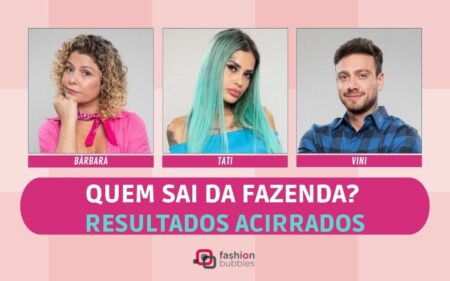 Montagem com Bárbara, Tati e Vini para a matéria de resultados da enquete A Fazenda 2022