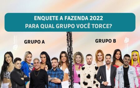 Montagem com o grupo A e o grupo B de A Fazenda para ilustrar a enquete