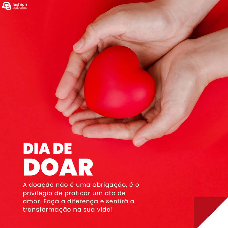 Foto de Dia de Doar com frase sobre doação e fundo vermelho