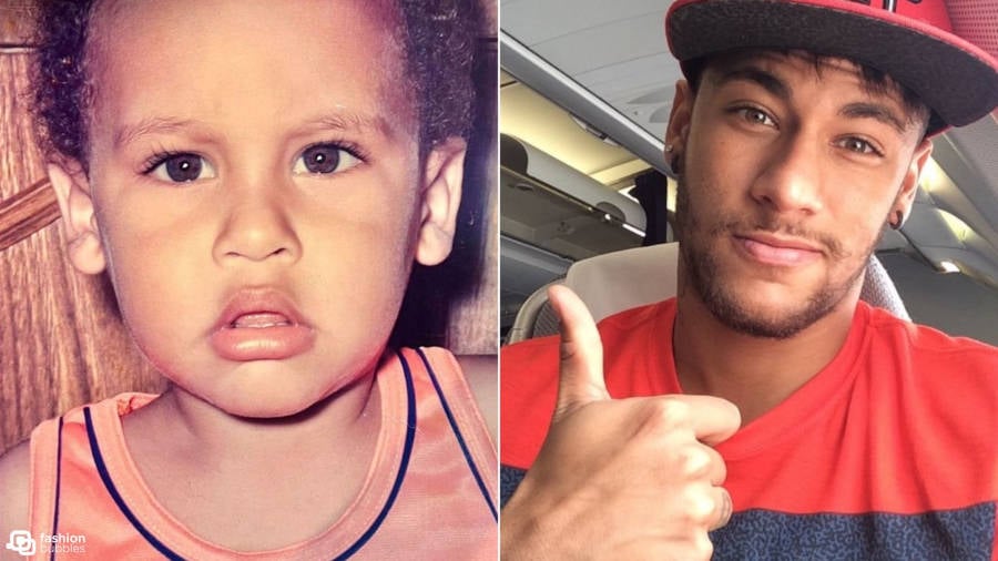Foto de Neymar quando criança e quando adolescente