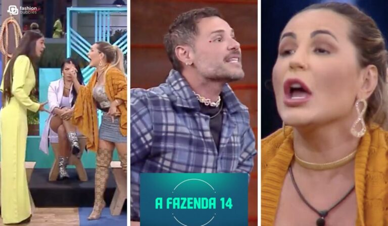 Montagem com fotos das discussões da formação da sétima Roça de A Fazenda 2022