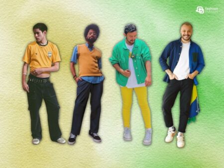 Foto de modelos homens com looks para Copa do Mundo de 2022.