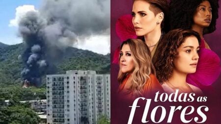 Incêndio na Globo atinge cenário de novela e fumaça é vista dos Estúdios da Record TV
