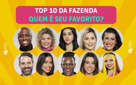 Montagem com os 10 peões e peoas que estão no top 10 da Fazenda 2022 para ilustrar a enquete