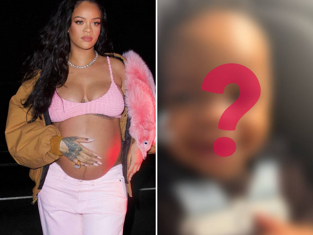 Foto de Rihanna grávida e foto de seu filho embaçada