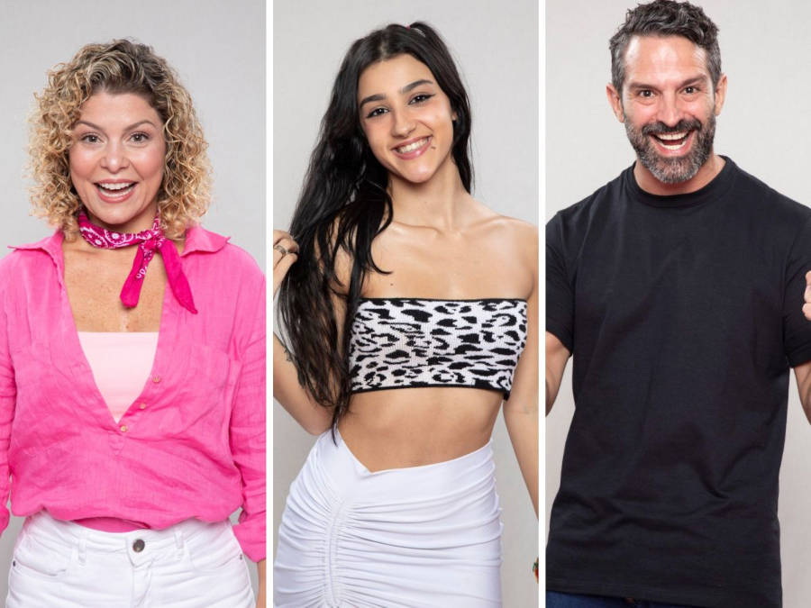 Foto dos participantes de A Fazenda: Bárbara Borges, Bia Miranda e Iran Malfitano