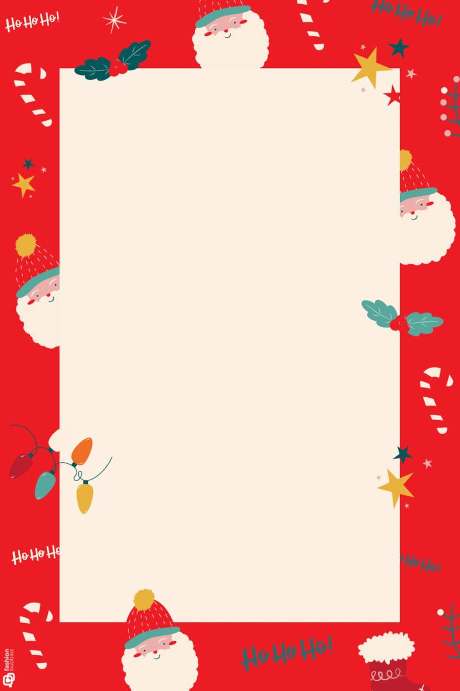 Ilustração com espaço em branco no meio e bordas natalinas