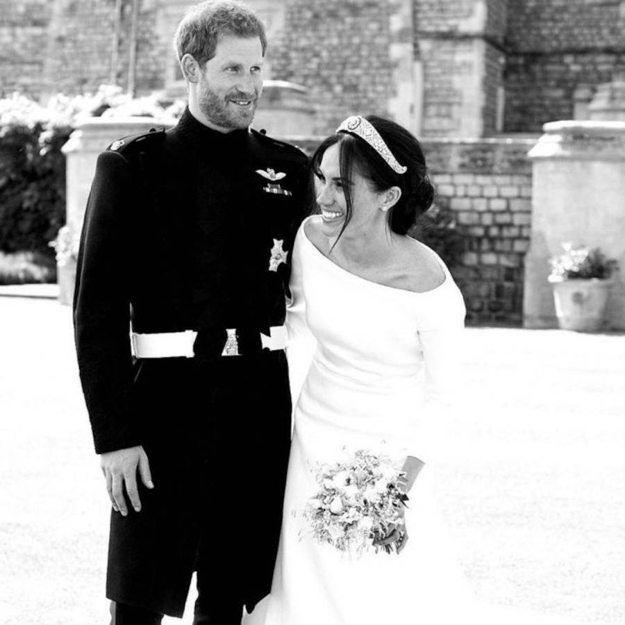 Foto de Harry e Meghan durante o casamento