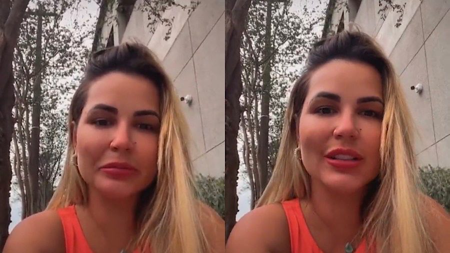 Deolane após deixar a Fazenda, no hospital onde sua mãe está internada.
