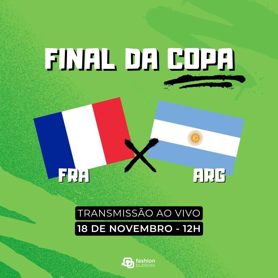 Montagem com bandeiras da França e da Argentina, países finalistas da Copa do Mundo de 2022.