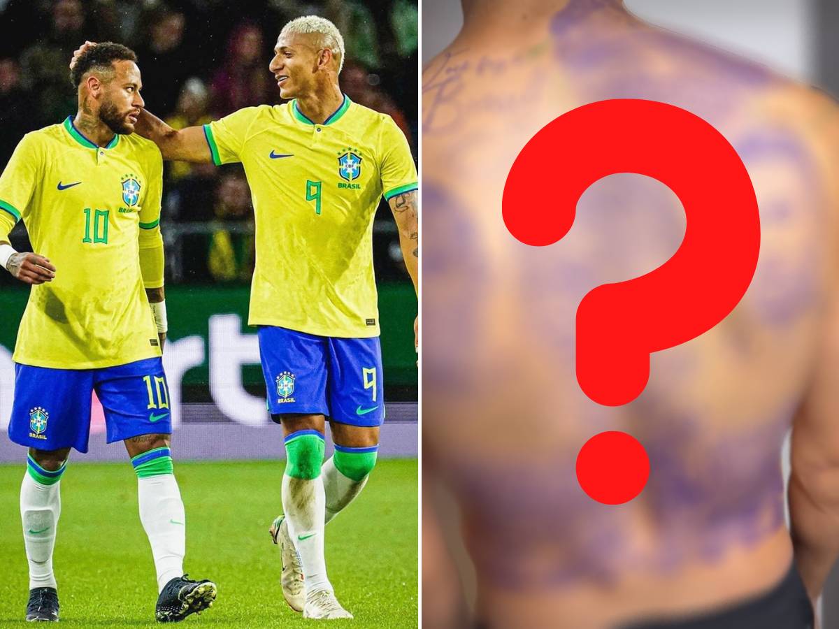 Richarlison faz tatuagem com rosto de Neymar e Ronaldo.