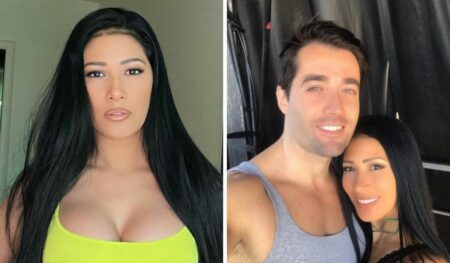 Montagem com fotos de Simaria e o ex-marido, Vicente