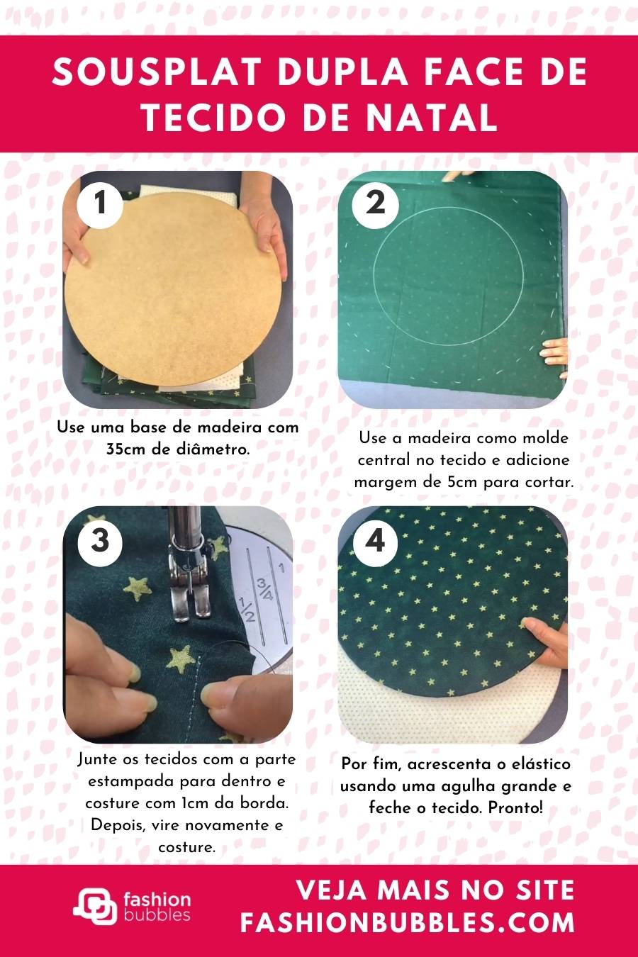 Sousplat de natal com tecido - tutorial.