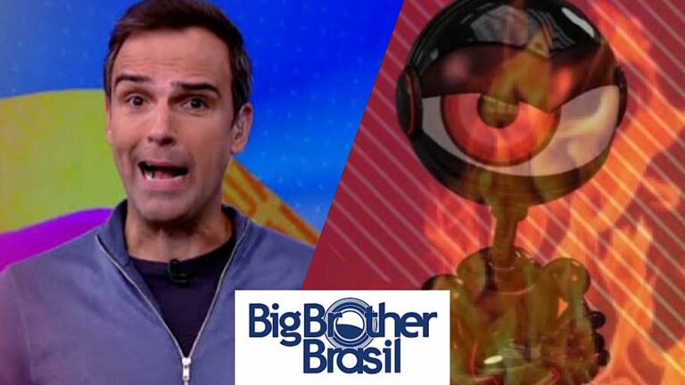 Tadeu Schmidt e robozinho do mal do BBB 23.