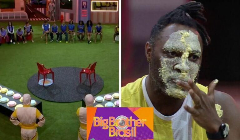 Montagem com fotos do Jogo da Discórdia do BBB 23