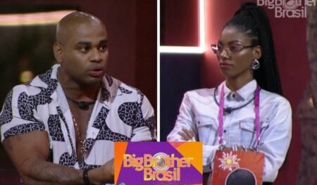 Montagem com fotos de Cezar Black e Tina Calamba no BBB 23