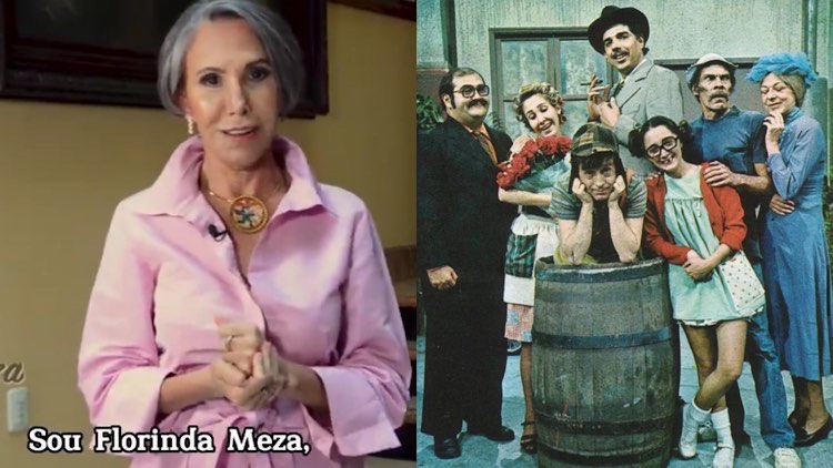 Florinda Meza e o elenco de Chaves.
