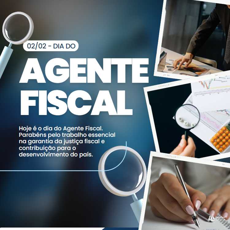 Montagem de Dia do Agente Fiscal com mensagem e fotos, 2 de fevereiro.