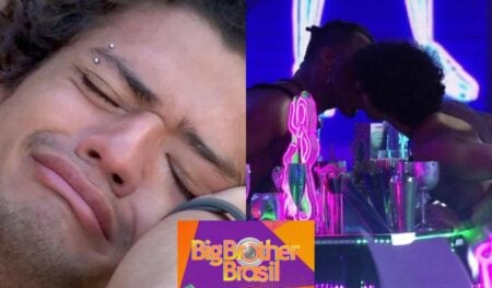 Quem beijou no BBB 23? Gabriel Santana cai no choro após dar beijão em brother na primeira festa: “Macho escroto”