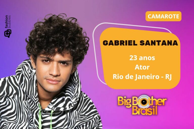 Foto do ator Gabriel Santana, participante do BBB 23, com seus dados pessoais.