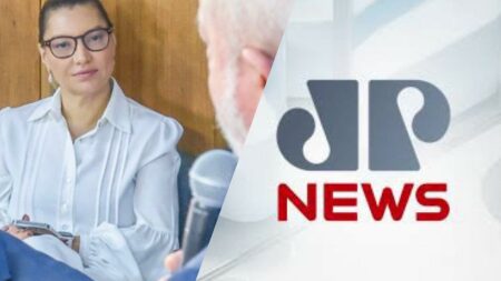 Janja e logo da Jovem Pan.
