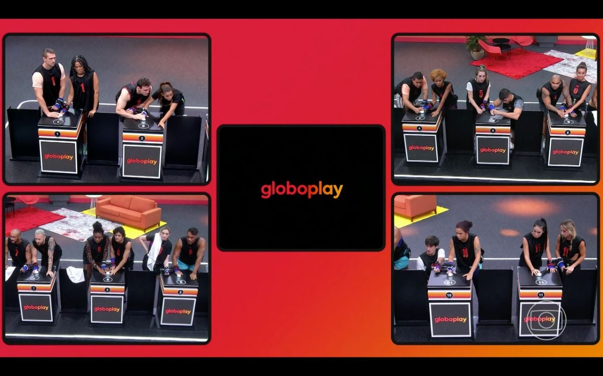 Veja quem ganhou a Prova de Imunidade no BBB 23; foto das duplas com o logo do Globoplay