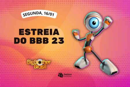 fundo rosa e laranja com imagem do robô e que horas começa o BBB 23 hoje, 16/01