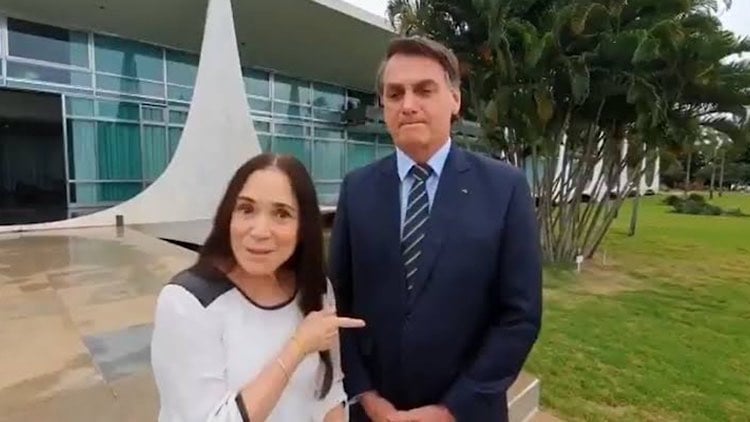 Regina Duarte e Bolsonaro.
