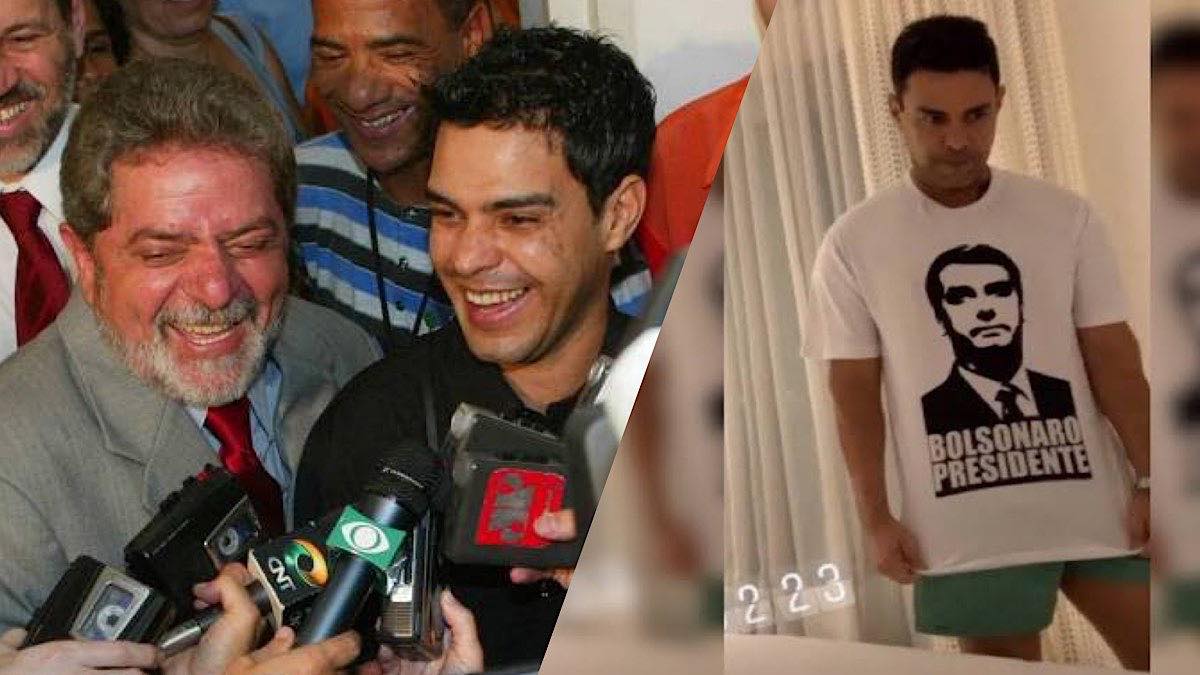 Zezé Di Camargo e Lula, e Zezé com a camiseta do Bolsonaro.